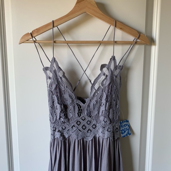 ONE LEFT! Free People Adella Maxi Slip Dress Slate - Picture 7 of 9